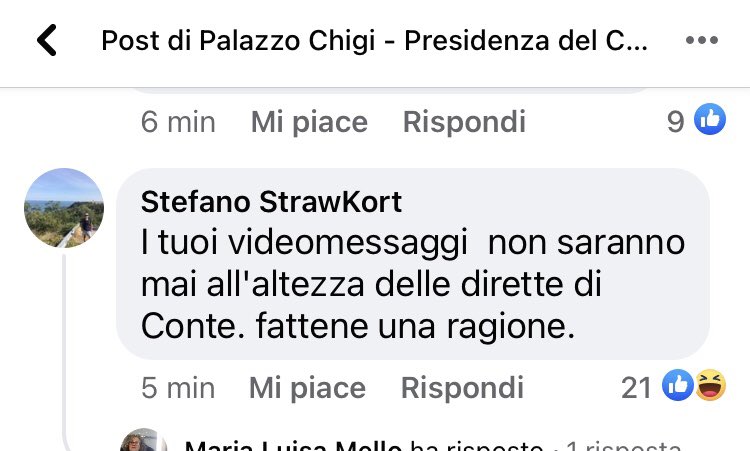 sissiisissi2's tweet photo. @GiuseppeConteIT commenti sotto l’ultimo post di 🐉🐉 su Facebook #parteprima https://t.co/AXHq0JzN0q