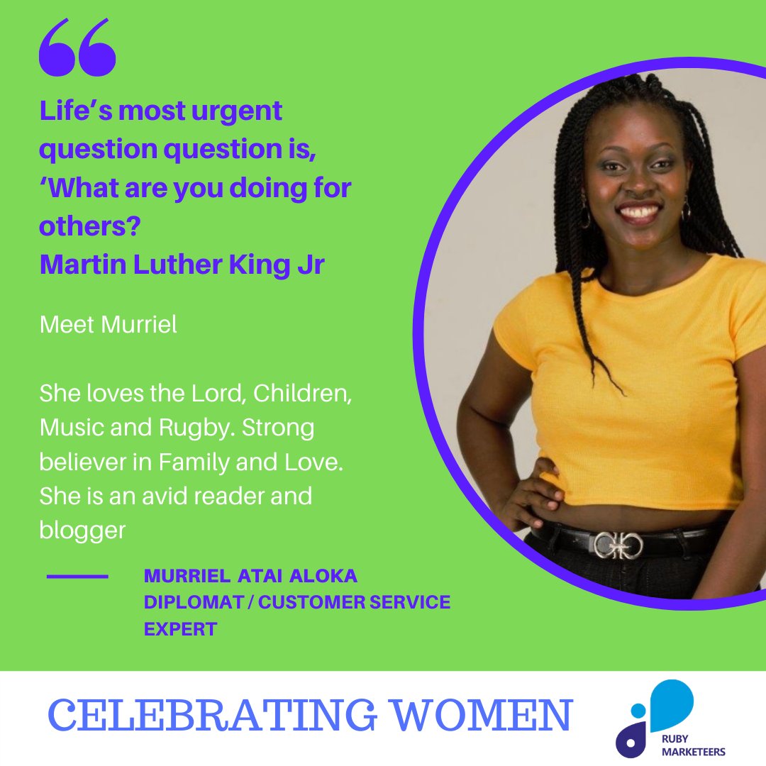 RubymarketingUg's tweet photo. #CelebratingWomen
A lover of God, rugby, children and music. @Atai_Aloka is the ultimate description of passion in its true sense
We celebrate her today in all her efforts and capacities
@KobsrugbyUg
#HappyWomensDay #RubyMarketeers https://t.co/IURGAB99rb