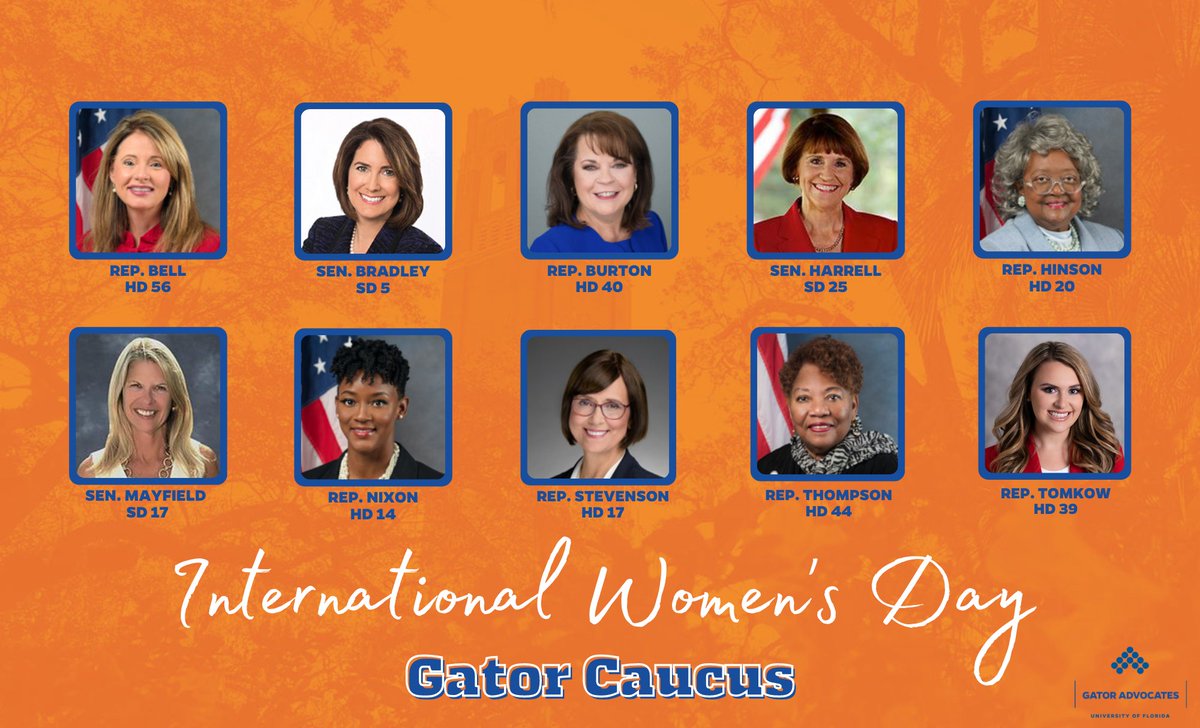 UF_GCR's tweet photo. On #InternationalWomensDay we are celebrating the 10 incredible women in the #GatorCaucus. Thank you for your dedication to the state of Florida and @UF https://t.co/liixgath8f
