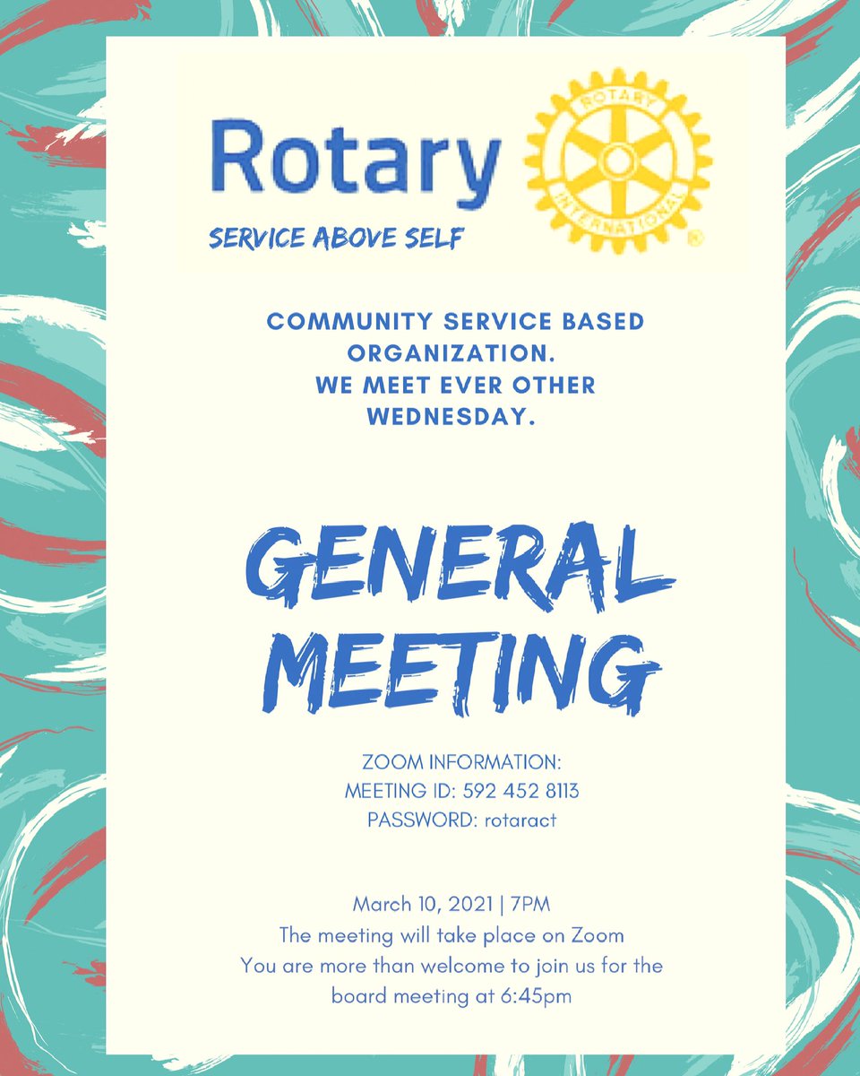 OU_Rotaract's tweet image. Join us for our general meeting this Wednesday 10th March. Learn about college level of Rotaract and how you can serve the community.