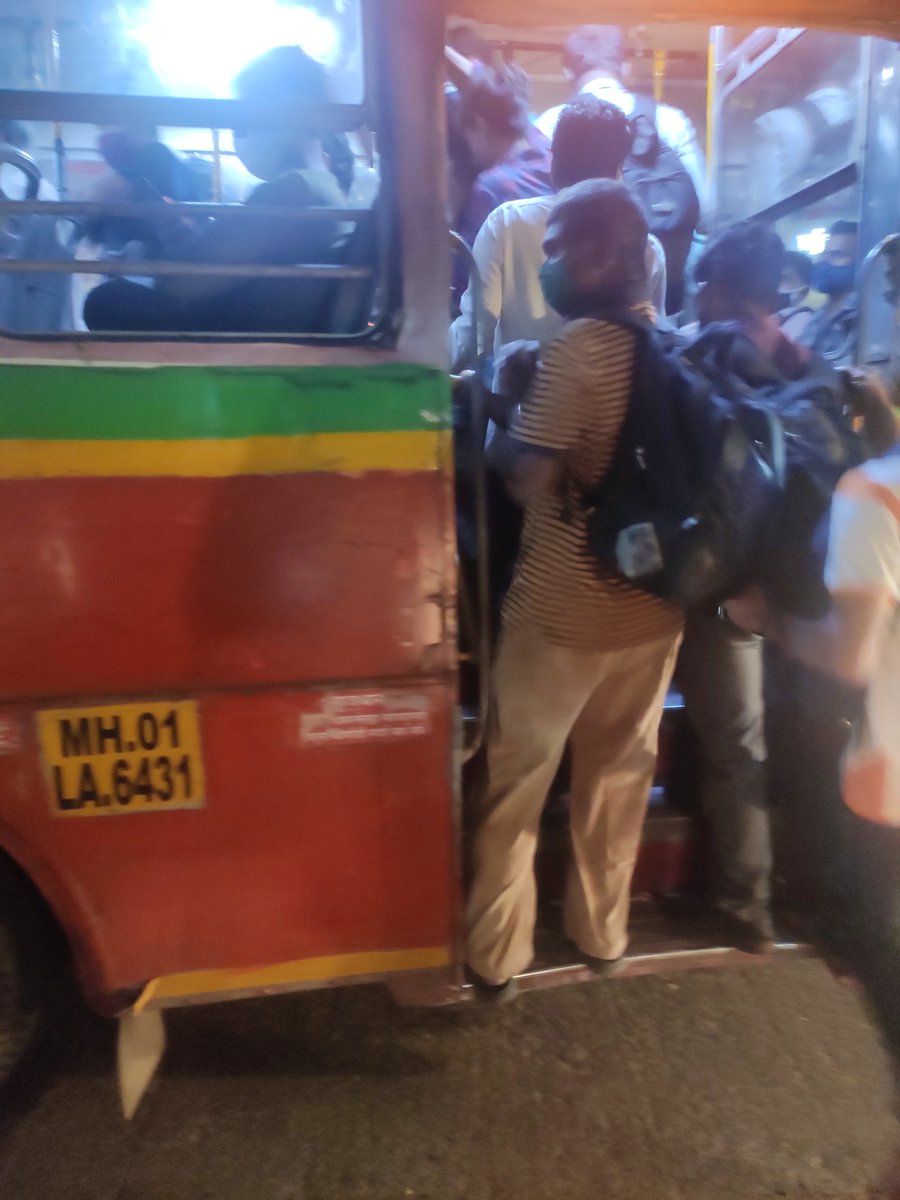 10mae_greenkid's tweet photo. This is the situation of BEST buses in #Mumbai even during the 
 #Covid_19 pandemic.
This was bus no 398 en-route
#Dindoshi,
 Huge crowds at bus stops but buses r departed from depo after every 40mins
&amp;they arrive more late due to traffic.
PS i waited for 30mins for the bus. https://t.co/mbMpbOql1k