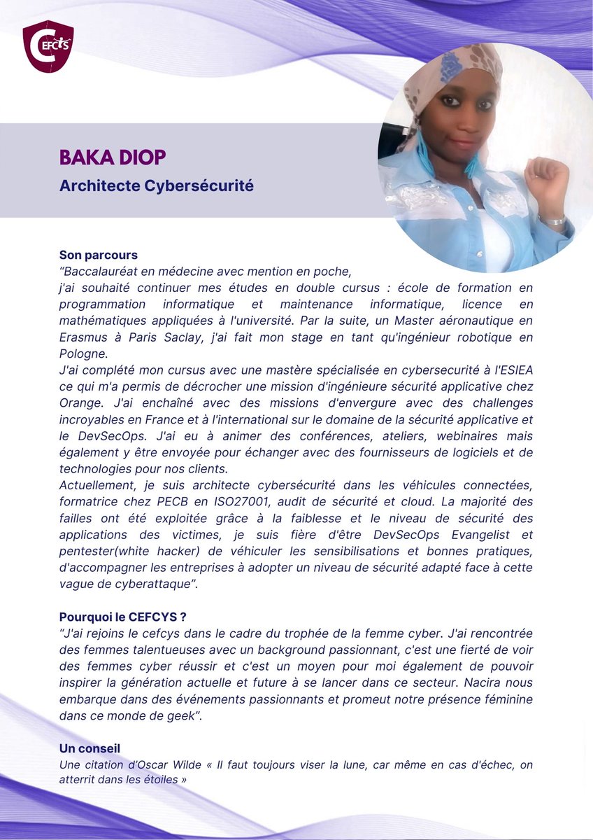 Cefcys En Cette Journeedesdroitsdesfemmes Nous Rendons Hommage En Mettant En Lumiere Nos Cefcyssiennes Baka Diop Architecte Cybersecurite Assia Tria Responsable Scientifique Securite Carole Deghmoun Cheffe De Projet Digital Cefcys En Cette Journeedesdroitsdesfemmes Nous Rendons Hommage En Mettant En Lumiere Nos Cefcyssiennes Baka Diop Architecte Cybersecurite Assia Tria Responsable Scientifique Securite Carole Deghmoun Cheffe De Projet Digital