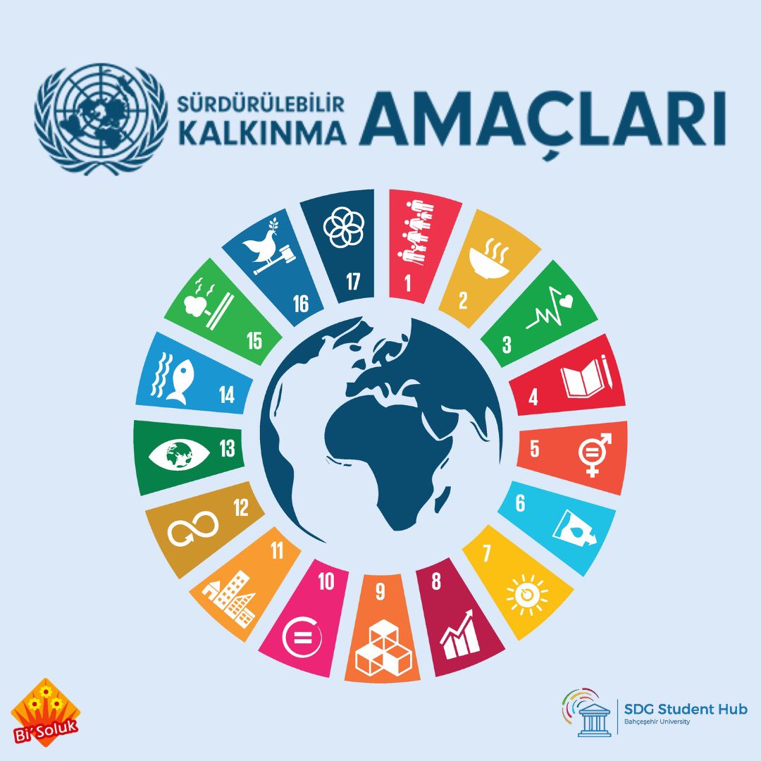 BiSoluk's tweet photo. Sürdürülebilir Kalkınma Amaçları, Birleşmiş Milletler üyesi ülkeler tarafından 2030 sonuna kadar ulaşılması amaçlanan hedefleri içeren bir evrensel eylem çağrısıdır. https://t.co/GG8UTk4DKy