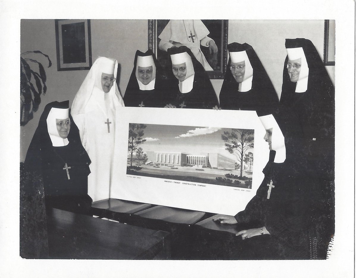 Photo of the week: For International Women's Day, we feature the Felician Sisters, whose hard work and dedication to helping those in need carries on today. Pictured- a group of Sisters standing with a rendering of what is now Obal Hall in 1969. #Felician #InternationalWomensDay