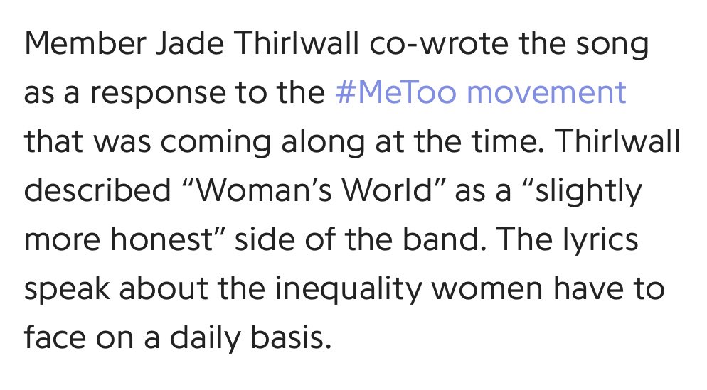 back to  #InternationalWomensDay and especially  #WomansWorld this song holds an importante place in my heart, more cause this song was written based on the 'me too' movement