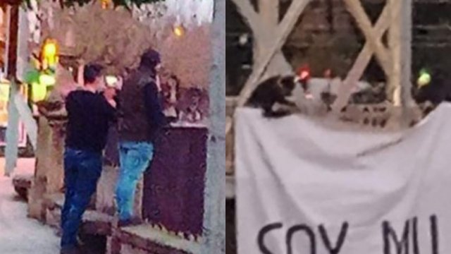 Cooperativa's tweet photo. [Fotos] "Soy mujer y no me representan": Cartel contra el #8M2021 fue colocado por hombres #CooperativaEnCasa https://t.co/cNnaupl8GB https://t.co/fU6P4lVAa5