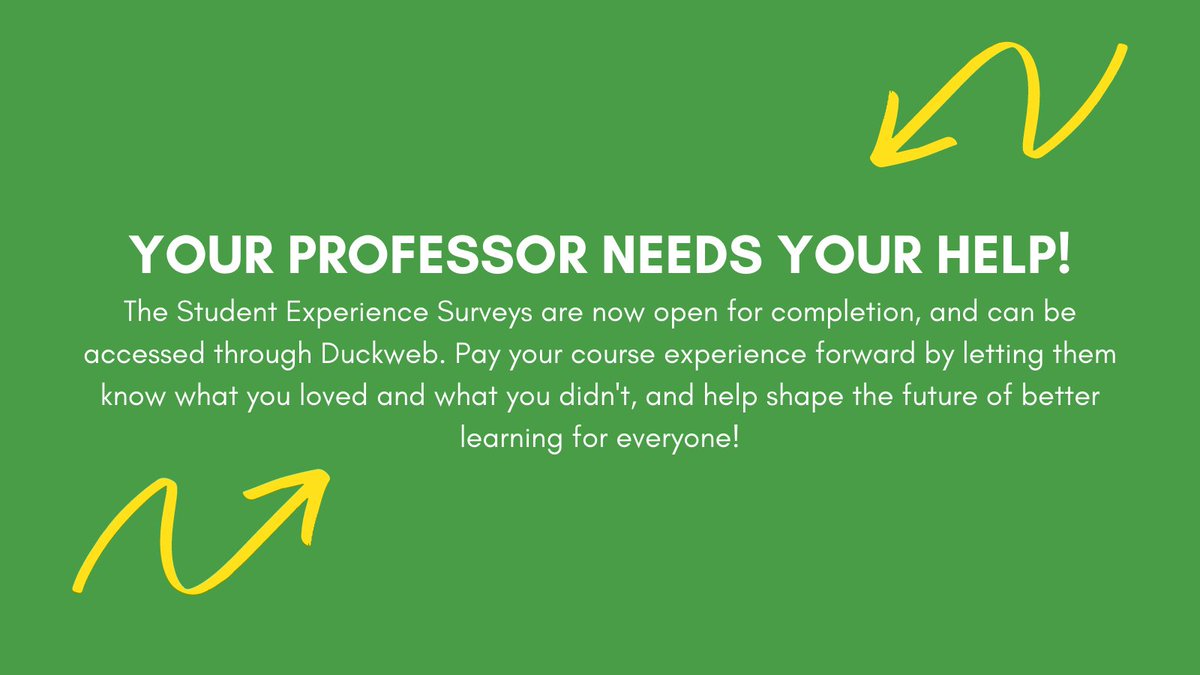 UOregonTEP's tweet photo. Student surveys now open in Duckweb. Please help spread the word @uocas, @UOEducation, @uoregondesign, @UOBusiness, @uosojc, @UOSOMD, @uohonors, @UESS, @UO_Senate, @ASUOgov, @Uoadvising, @Uofigs, @UOcmae https://t.co/3jgrvtsoFn
