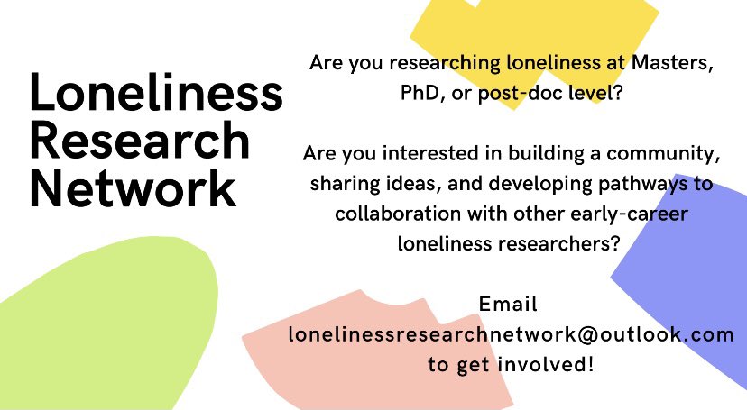 Catrin Noone (@catrinnoone) on Twitter photo ‼️Calling all PGR and early career #loneliness researchers‼️ <a href="/PhoebeMcKP/">Dr Phoebe McKenna-Plumley</a> and I are starting a research network 😀 drop us an email if you’re interested! Please RT #LonelinessResearch #AcademicChatter #AcademicTwitter ‼️Calling all PGR and early career #loneliness researchers‼️ <a href="/PhoebeMcKP/">Dr Phoebe McKenna-Plumley</a> and I are starting a research network 😀 drop us an email if you’re interested! Please RT #LonelinessResearch #AcademicChatter #AcademicTwitter
