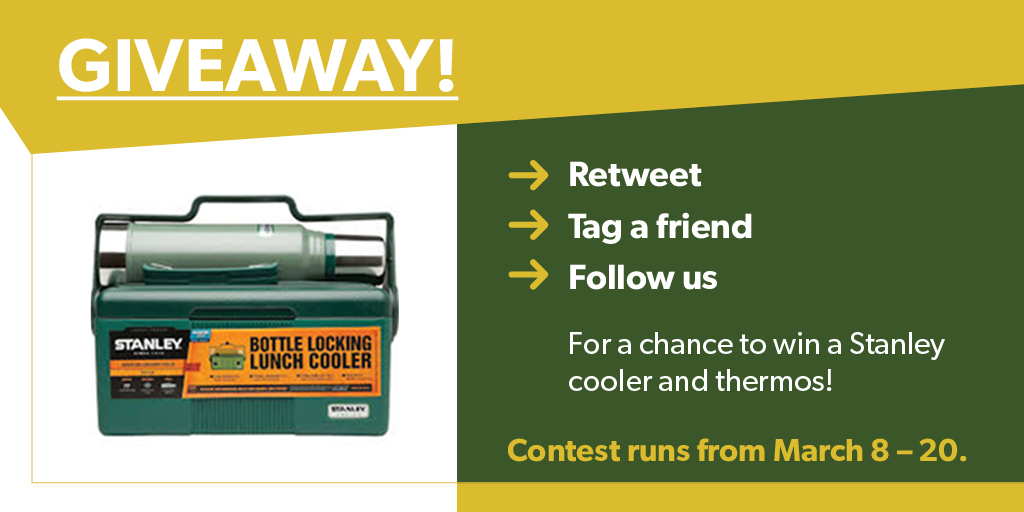 #GIVEAWAY! To celebrate #FarmCash joining Twitter, we are giving away a Stanley metal lunchbox and thermos! 

Enter to #win by retweeting this tweet, giving us a follow and tagging a friend! Enter before March 20! 

T&amp;C below!*