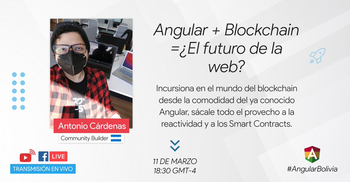 ⭐️ Antonio es community builder, apasionado del open source. Participa activamente en contribuir con la comunidad. Es miembro activo de Angular Hispano, GDG Leads Latam, y facilitador para TechStar Startup Weekend.
🔴 Sigue nuestra transmisión: youtu.be/wnksvWJrKxI

#FrontEnd