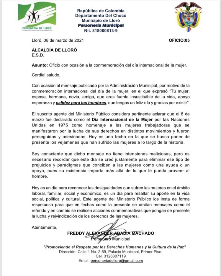 Personería de Lloró - Chocó tweet media