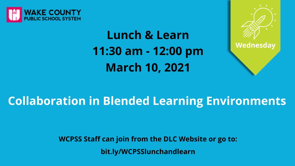 Hey, WCPSS! Join us for another great L&amp;L session: Collaboration in Blended Learning Environments hosted by Jen Bell, Tatiana Hardiman and Sadie Hoover <a href="/WCPSSTeam/">Team WCPSS</a>  <a href="/wcpssdll/">wcpssDLL</a>