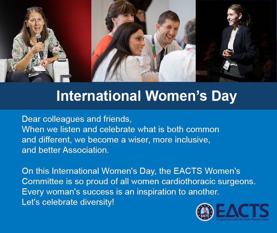 When we listen and celebrate what is both common and different, we become a wiser, more inclusive, and better Association. On this #InternationalWomensDay, the #EACTS Women's Committee is so proud of all women cardiothoracic surgeons.