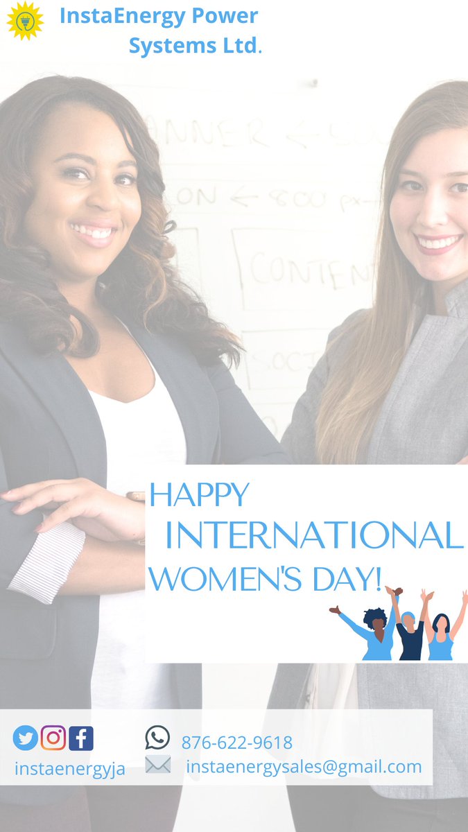Happy International Women’s Day ! 
May women continue to take up space in society and break that glass ceiling. 
InstaEnergy wishes all women a wonderful day today ! #womenempowerment #happyinternationalwomensday #generator #jamaica