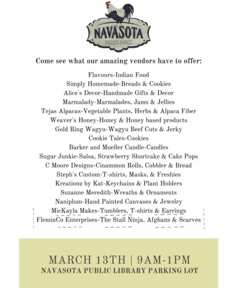 TheStallNinja's tweet photo. Wanna check out the Stall Ninja in person? Now's your chance! Join us at the Navasota Farmers Market and you'll have a chance to get The Stall Ninja at a discounted price of 8$*!

*This price is good only while supplies last and when purchased at the Farmers Market. https://t.co/CnwyxbuuwF