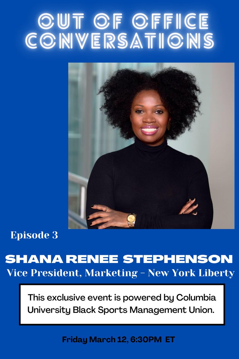 LaydenWill_'s tweet photo. Exited to have Shana Stephenson, VP of Marketing - @nyliberty, join our Out Office Conversations this Friday..
#SportsBiz #Marketing #BSMU https://t.co/CTHYEcy5si
