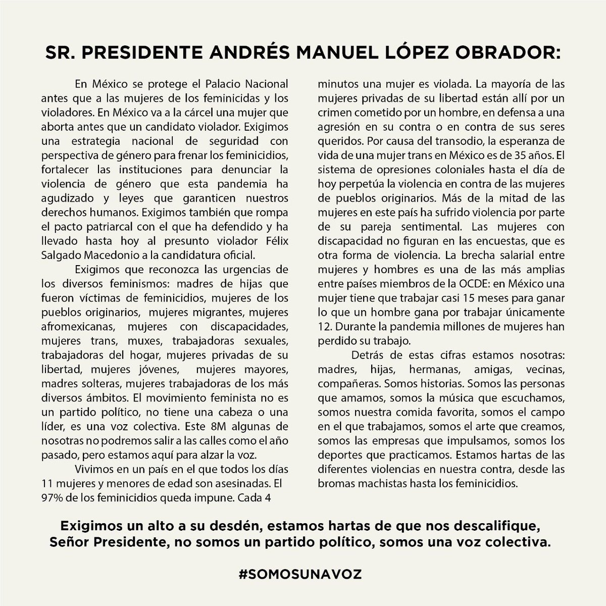 drama_queers's tweet photo. Andres Manuel: lee despacio; y rodeado de mujeres que te expliquen punto por punto. Más despacio. Más. En silencio escucha. Toma nota y enfócate en dar soluciones. @lopezobrador_ #8Marzo2021 https://t.co/Tt9pKJsawg