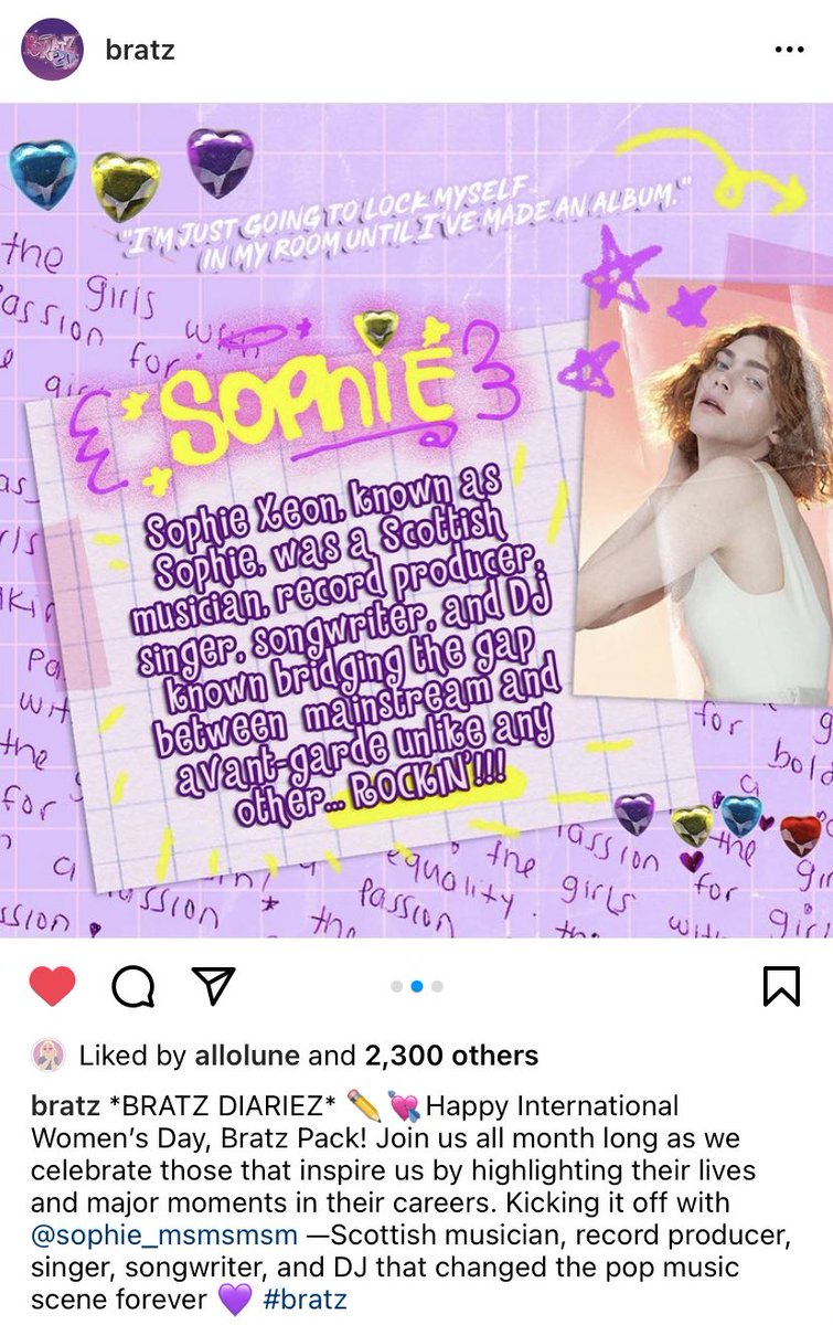monicanen's tweet image. 🥺 wow at Bratz posting all about Sophie on IWD! what an impact and imagine being a little girl and seeing a brand like Bratz post this