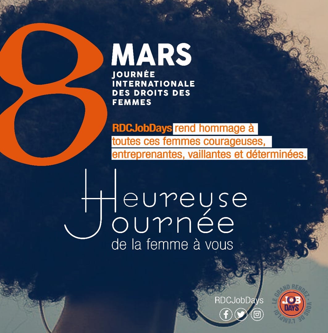 RDCJobDays's tweet photo. Heureux 8 Mars à toutes les femmes
@ONUFemmes 
@OrnyKeiffa 
@Femmes_Canada
@TopCongo 
@mbotecd 
@actualitecd https://t.co/7GEpPNh1pe