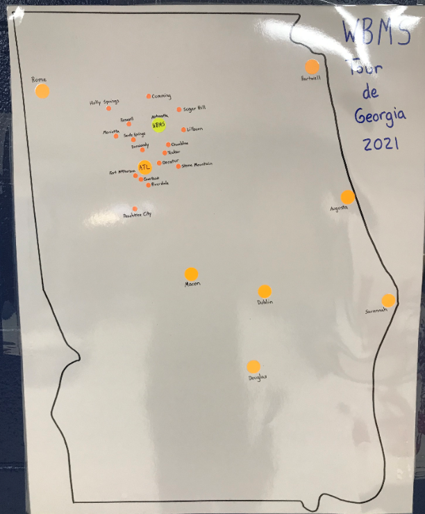 PeWbms's tweet photo. WBMS Faculty &amp; Staff - Tour de Georgia - 
Week 1 = 94 Miles - Walking, Running, &amp; Hiking!
#wellnessmatters #buildingcommunity
@WBMSprincipal @hurstwbmsap @mgarnerwbms @LrjFoundation @wbms_pta https://t.co/k4JYuqZ8h8
