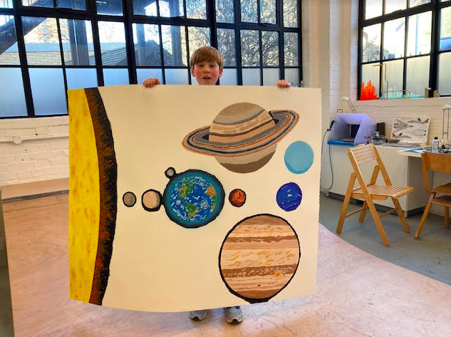 HaggerstonSch's tweet photo. Aspiring astrophysicist Ivo, who is in Year 7, created this amazing painting during lockdown. He was inspired by a National Geographic book about planets, solar systems and galaxies. Great work! https://t.co/aKXeVcWmMn