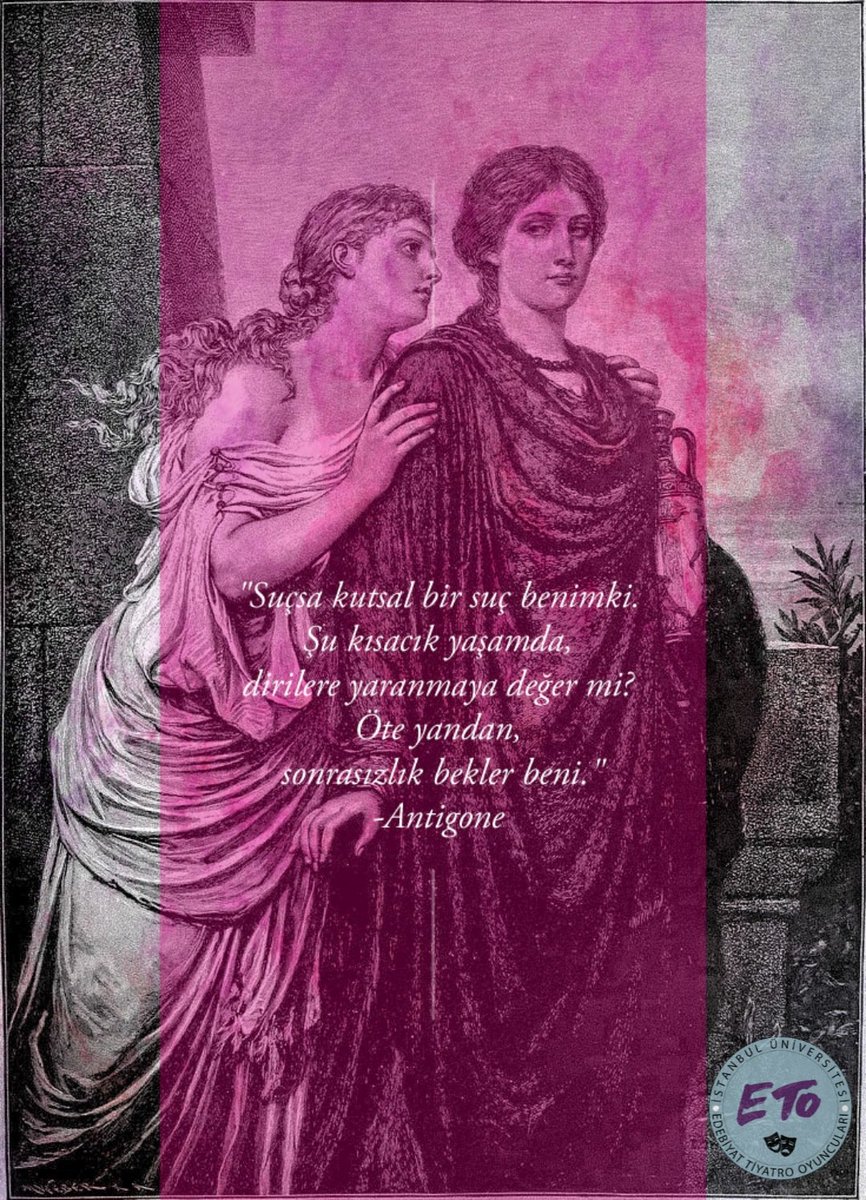 iueeto's tweet photo. Tarihin ilk başkaldırısından tanıyoruz Antigone'yi, hiçbir zaman bir kadının kendisini yendiğinin bilinmesini yediremeyen Kreon'un son çırpınışlarından bugüne harlanan ateşin ışığı, yürüdüğümüz yola rehber oluyor.  #8M2021 #Yaşasın8Mart https://t.co/KPMHEcCNuC