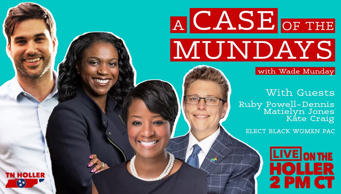 TODAY at 2 pm CT @WadeLMunday will be going LIVE on #ACaseOfTheMundays with @RPowellDennis97, @MatielynJones, and @KateCraigTN to talk about the work #ElectBlackWomen PAC is doing to get more Black women in positions of governing power.