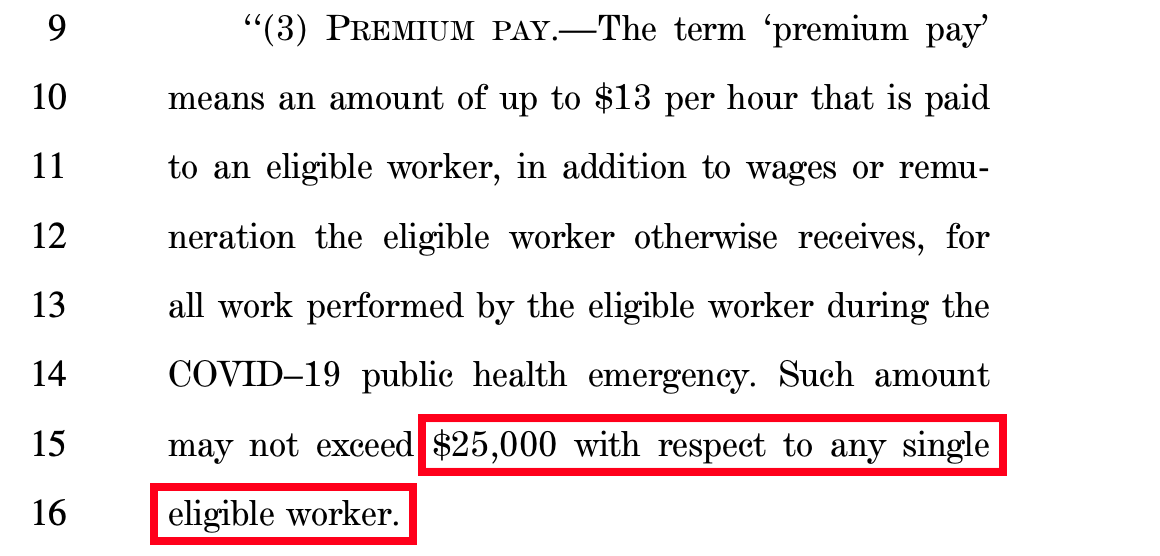 SpeakerMcCarthy's tweet photo. Swamp takes care of swamp.

In the very last Senate amendment to their $1.9 Trillion-dollar blowout, Democrats are giving away up to $25,000 bonuses to government employees. https://t.co/f3i4JMyxh9