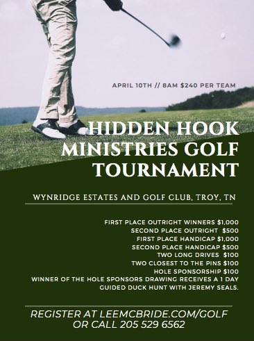Lee Mcbride will be hosting his golf tournament at our course on April 10th. Please use the contact information on the flyer below if you would like to participate or have any questions.