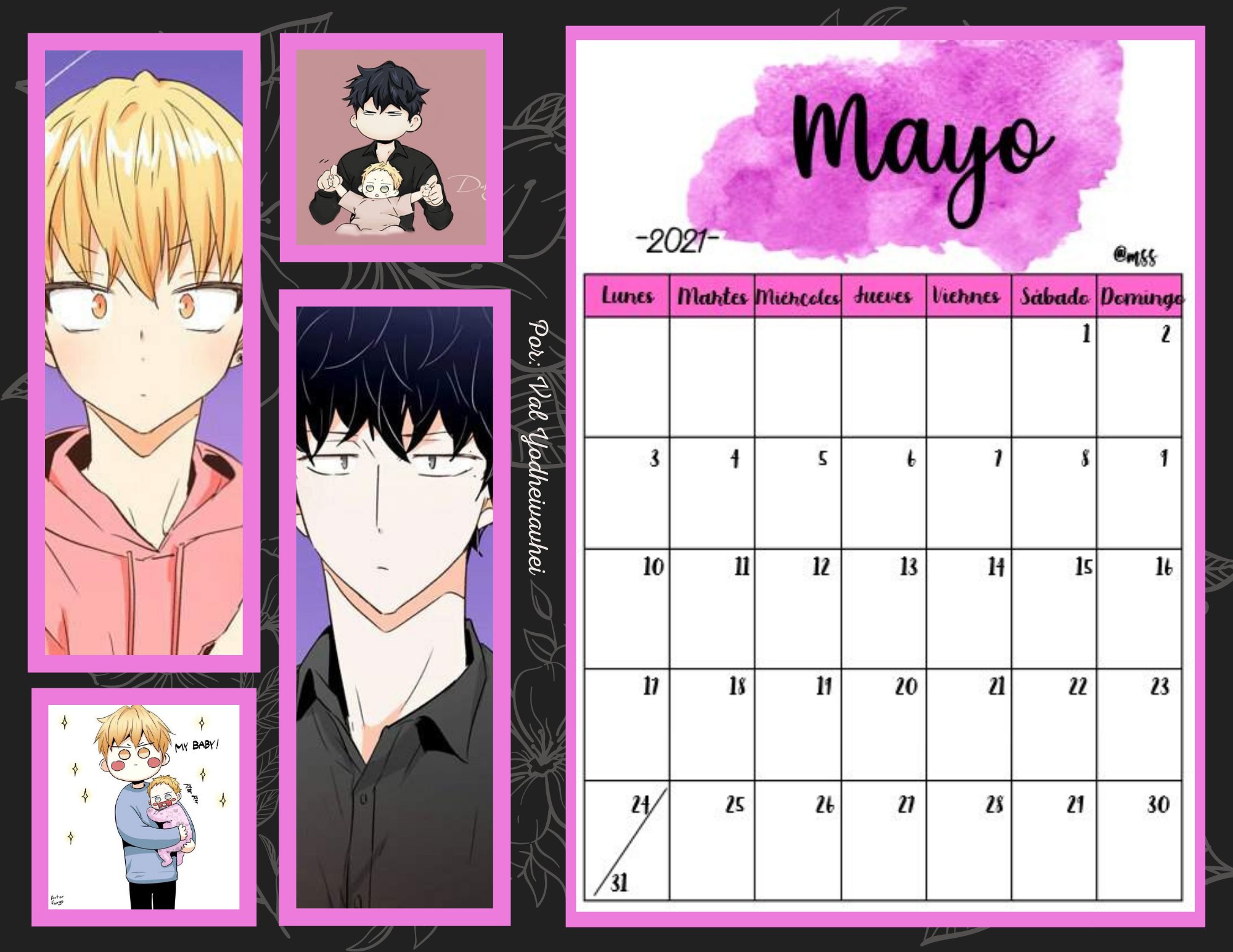 calendário de 2021 tema anime