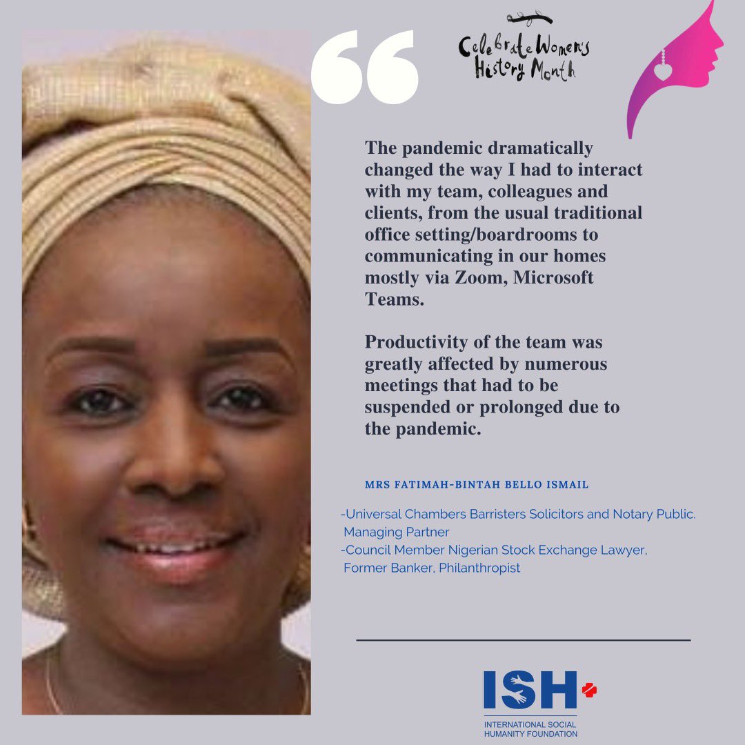 IshFoundation_'s tweet photo. Meet Mrs Fatimah-Bintah Bello Ismail
She’s a Managing partner Universal Chambers Barristers Solicitors and Notary Public.
A Council Member Nigerian Stock Exchange, Lawyer, Former Banker, Philanthropist
#ChooseToChallenge
#ISHFoundation #InternationalWomensDay https://t.co/SDdH0z2UNu