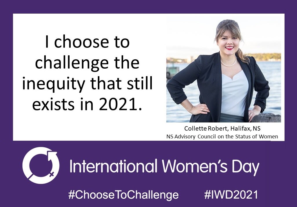 Happy #InternationalWomensDay We are still addressing the inequity that exists to this very day. Thank you to our allies and advocates- we’re all in this together. 

Thank you to the <a href="/StatusofWomenNS/">StatusofWomenNS</a> office for creating this graphic to share. #choosetochallenge #IWD2021