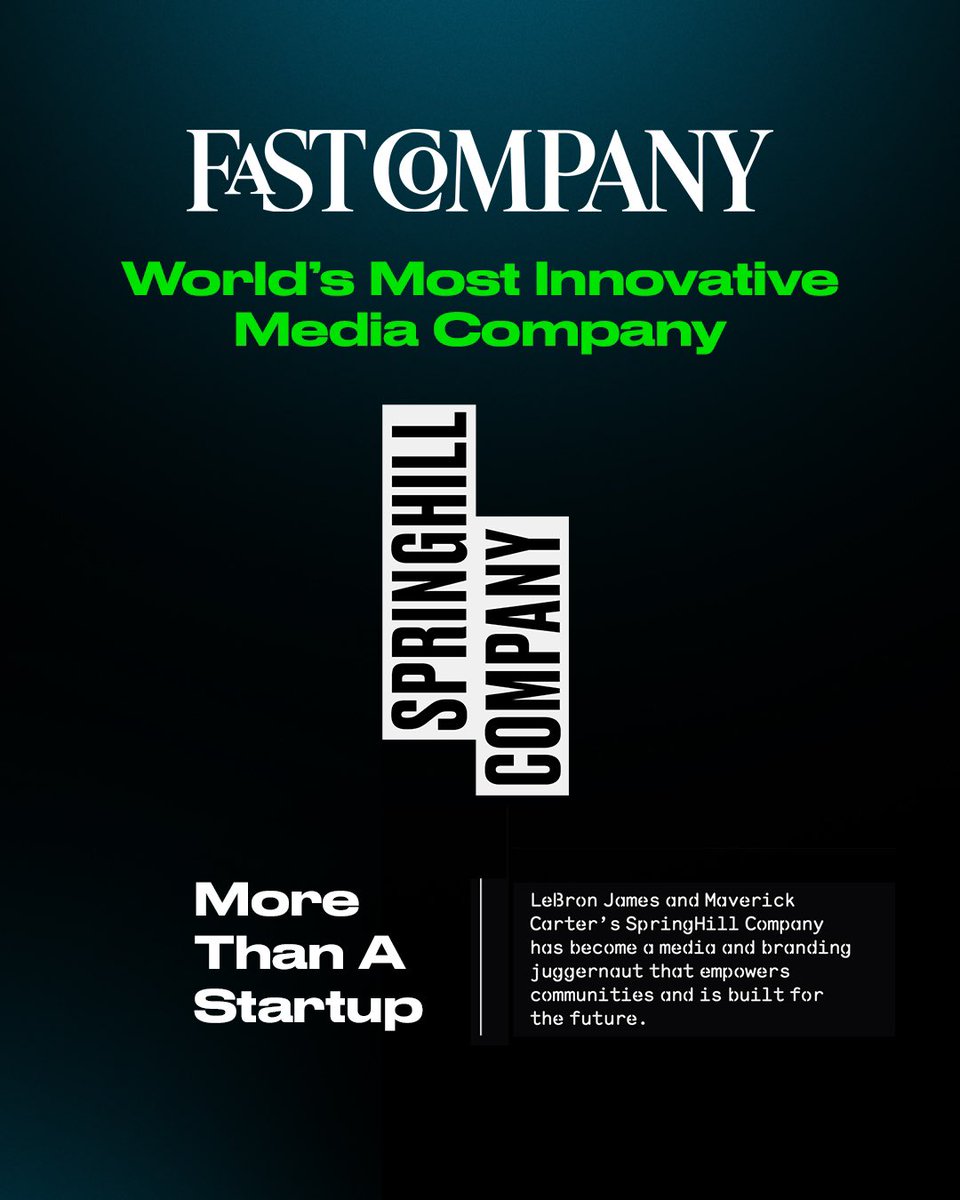 mavcarter's tweet photo. An honor &amp; privilege to get to work with some of the most innovative minds in the business!!! 

@TheSpringHillCo We’re pushing both culture &amp; businesses to think and move with an empowerment mindset to drive change and not only entertain but educate. Thank you, @FastCompany https://t.co/1NIsgz9UKI