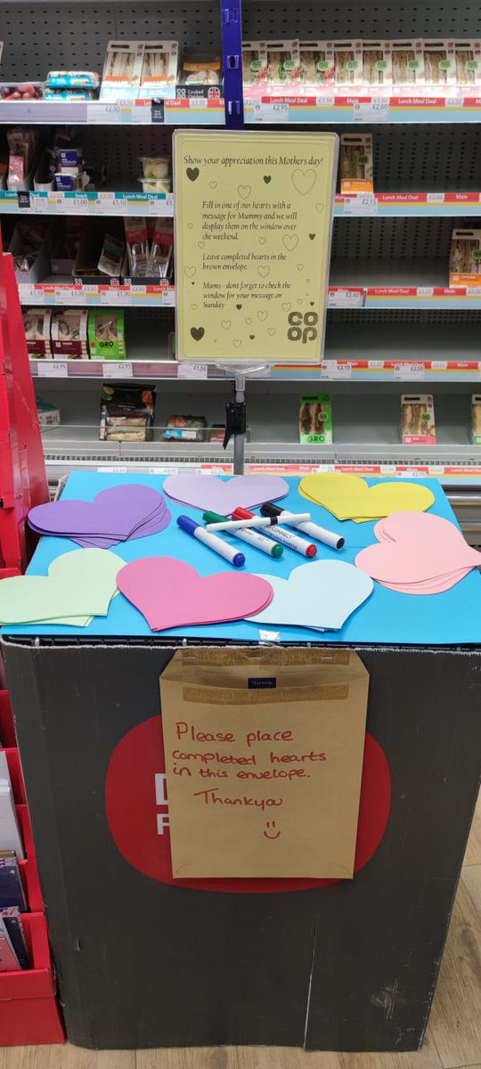 All ready for Mother's Day in Farsley Co-op. Looking forward to seeing our window display of loving messages to all the local Mum's on Sunday. 
<a href="/FarsleyStore/">Carol Gray</a> <a href="/Carolgray99/">Carol Gray</a> @guy_sandell2 <a href="/mazieblake12345/">Richard Wilkinson</a> <a href="/furnivalderek/">Derek Furnival</a>