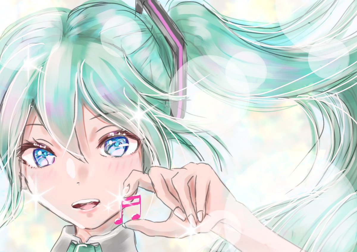 hatsune miku 1girl solo long hair twintails blue eyes floating hair looking at viewer  illustration images
