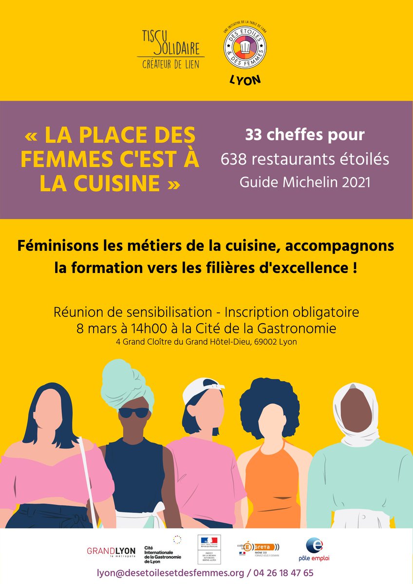 Heureux d'avoir accueilli le lancement du programme "des étoiles et des femmes" qui formera des femmes éloignées de l'emploi et issues des quartiers prioritaires de la ville aux métiers de la cuisine ! <a href="/ciglyon/">Cité Internationale de la Gastronomie de Lyon</a> <a href="/grandlyon/">Métropole de Lyon</a> @TissuSolidaire