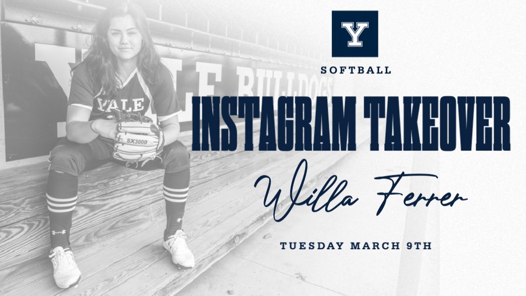 YaleSoftball's tweet photo. 🚨TAKEOVER ALERT🚨

Tune in tomorrow as sophomore infielder Willa Ferrer takes over our Instagram! See a day in the life, ask questions and get a behind the scenes look of Yale Softball. 

Tune in via our Instagram tomorrow, Tuesday March 9th! 

#ThisIsYale | #TakeoverTuesday https://t.co/xQFllpRp8d