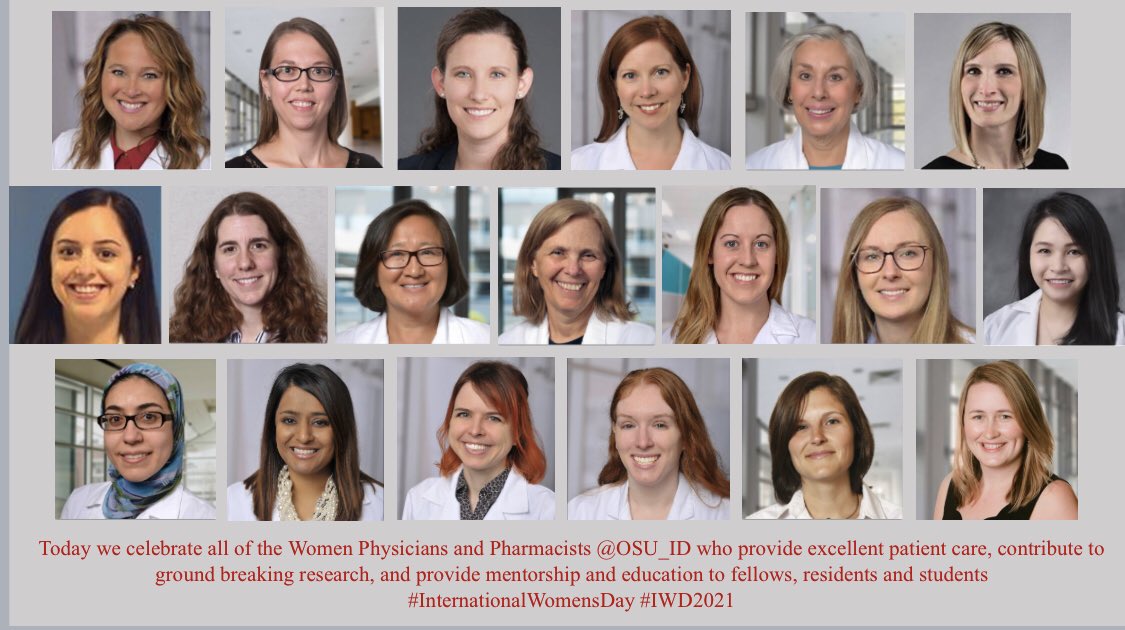 Division of Infectious Diseases at Ohio State (@ohiostate_id) on Twitter photo Today we celebrate all of the Women Physicians and Pharmacists <a href="/OSUWexMed/">The Ohio State University Wexner Medical Center</a> who provide excellent patient care, contribute to ground breaking research, and provide mentorship and education to fellows, residents and students. #InternationalWomensDay #IWD Today we celebrate all of the Women Physicians and Pharmacists <a href="/OSUWexMed/">The Ohio State University Wexner Medical Center</a> who provide excellent patient care, contribute to ground breaking research, and provide mentorship and education to fellows, residents and students. #InternationalWomensDay #IWD