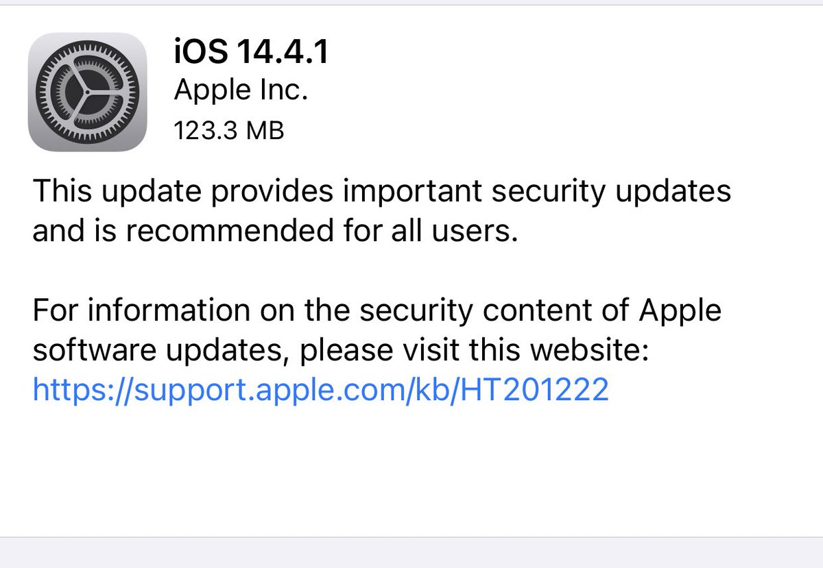 zollotech's tweet image. iOS 14.4.1 is now available to the public and out over the air. #ios1441