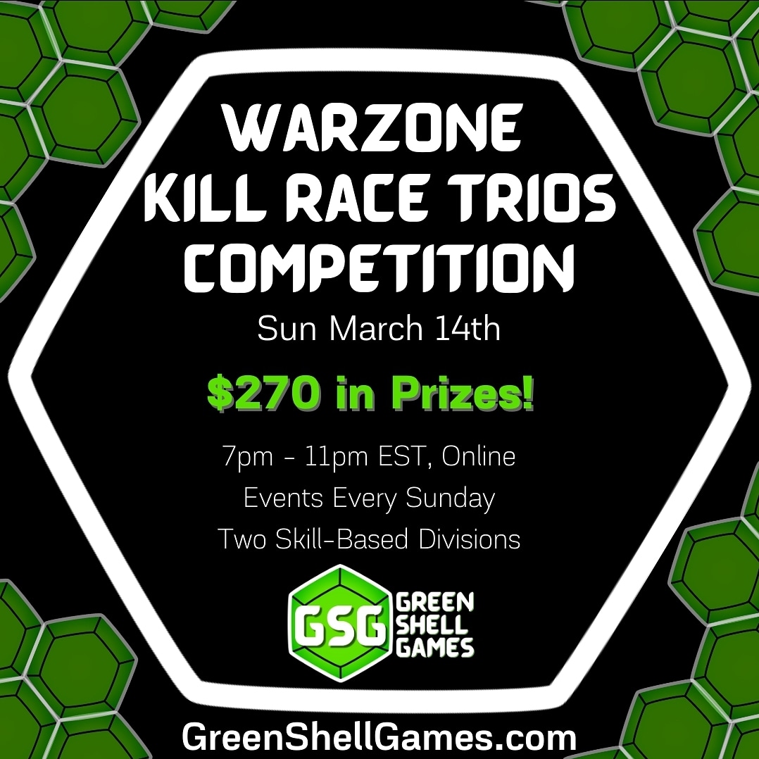 Sign up to compete in our first WEEKLY warzone tournament! After a bunch of community feedback, we have lowered the prize to allow for more competitions on a regular basis.

New rules including a KD cap for our competitive division. Check the website for event and rule updates!