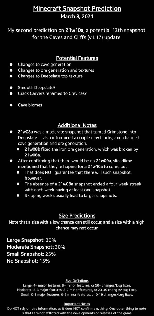 AngelPandaEarth's tweet photo. #Minecraft #SnapshotPrediction
#CavesAndCliffs #21w10a

A prediction on my brother's birthday/#IWD2021? Sure, why not? https://t.co/67QObIZH4S