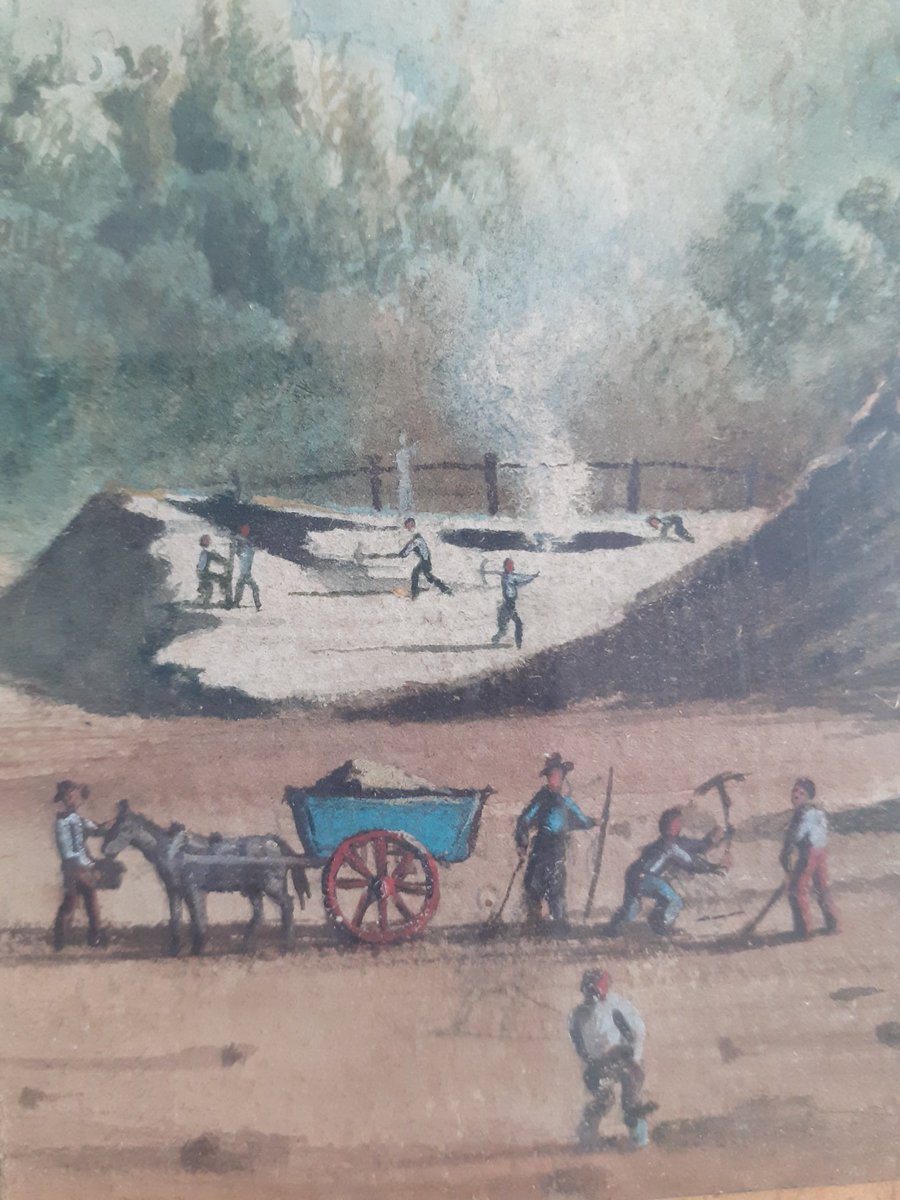 AnnaFRhodes's tweet photo. I love the detail. Pick axes and a lime kiln.
There are 18th century views of Derbyshire lead mines. @WhitworthArt has one of Odin Mine, Castleton by #JohnWebber 1789 but I've not seen any of limestone quarries before. https://t.co/nfD1vyolPl