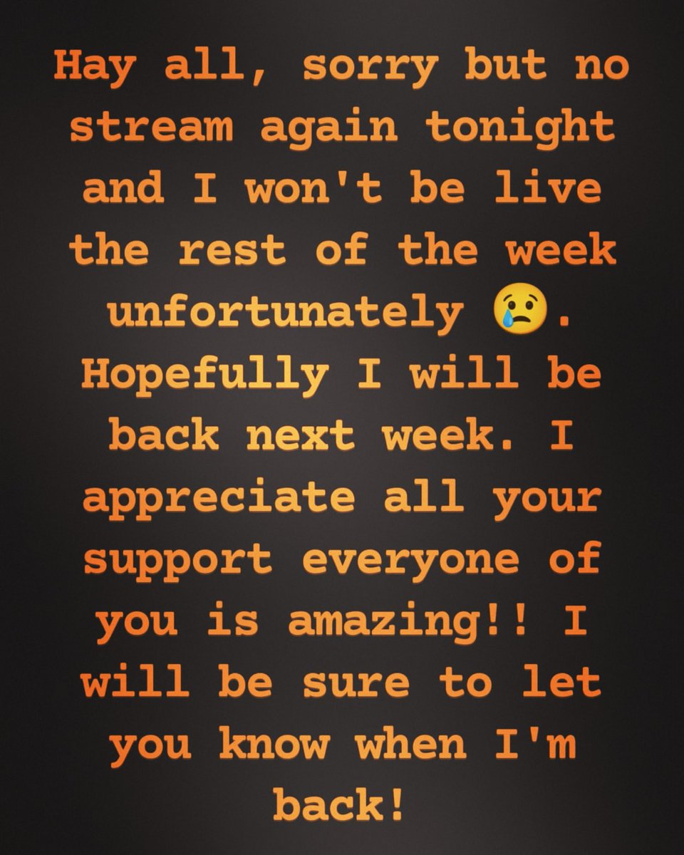 BarraKayd's tweet photo. Hay all sorry but no stream again tonight and I won't be live the rest of the week unfortunately 😢 Hopefully I will be back next week. I appreciate all your support everyone of you is amazing, I will be sure to let you know when I'm back
#twitch #twitchstreamer #twitchaffiliate https://t.co/MJSVnDIvuR