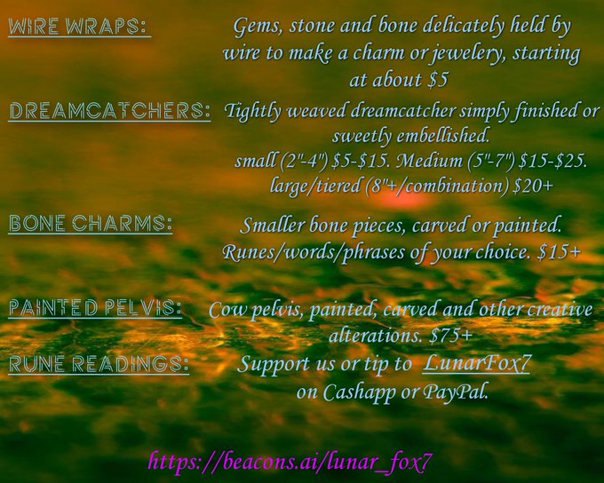 New menu for Faerie Tales! :3 
#faerietalescrafts #boneart #wirewraps #jewelry #charms #divinations #nomadic