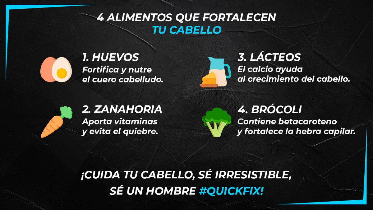 QuickFixve's tweet photo. En #QuickFix nos preocupamos por ti, por eso te recomendamos mantener una buena alimentación para disfrutar de una óptima salud capilar. 👦 ¡Cuéntanos tu experiencia!
¿Consumes todos estos alimentos? 🥗
.
#QuickFixForMen #ForRealMen #CuidadoCapilar #Cabello #11Mar https://t.co/3PPLasRUZt