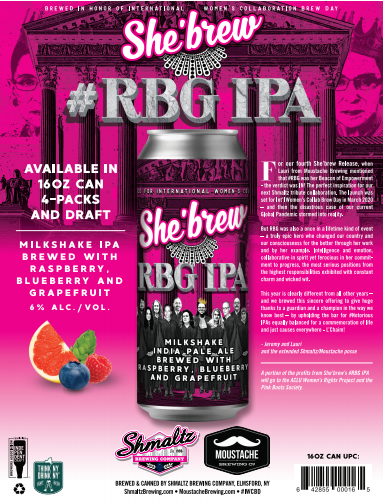 Happy #IWCBD Tribe!! Our 4th Shebrew collab w Moustache Brewing Co. raises the bar for #Notorious IPAs with a heartfelt tribute to a true hero - RBG!  
#thinkNYdrinkNY #craftbeer #IWCBD #internationwomensday #womensday #womanempowerment