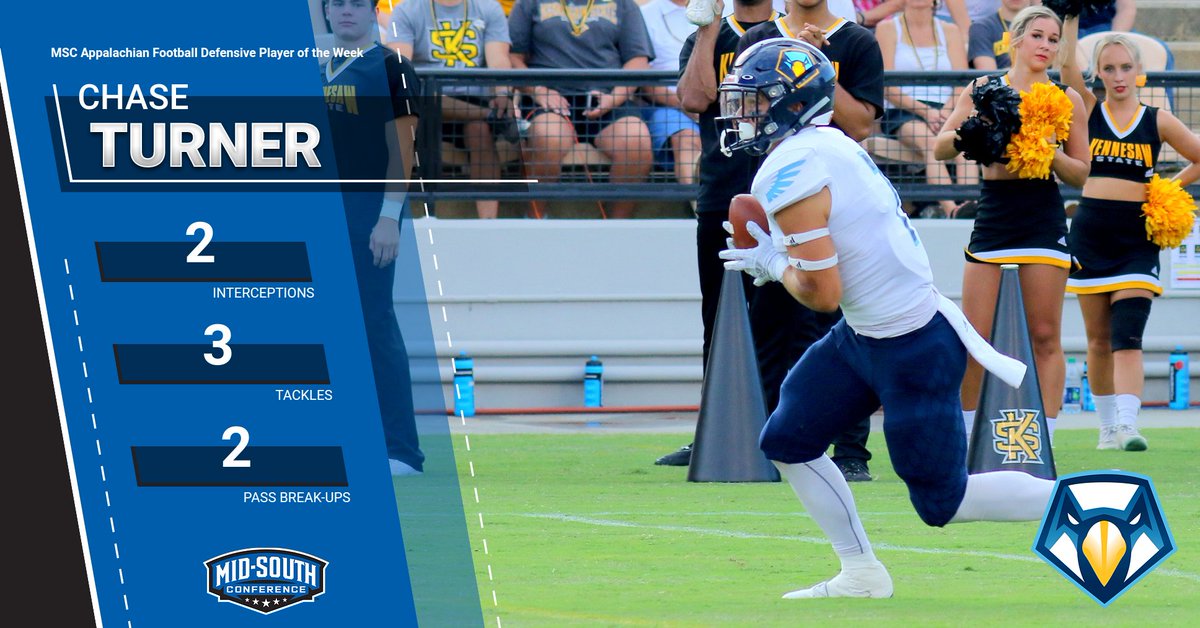 Mid-South Conference (@midsouthsports) on Twitter photo Congratulations to <a href="/PointSkyhawks/">Point Skyhawks</a> Chase Turner on winning MSC Football Appalachian Division's Defensive Player of the Week.
Link:mid-southconference.org/article/9389 Congratulations to <a href="/PointSkyhawks/">Point Skyhawks</a> Chase Turner on winning MSC Football Appalachian Division's Defensive Player of the Week.
Link:mid-southconference.org/article/9389