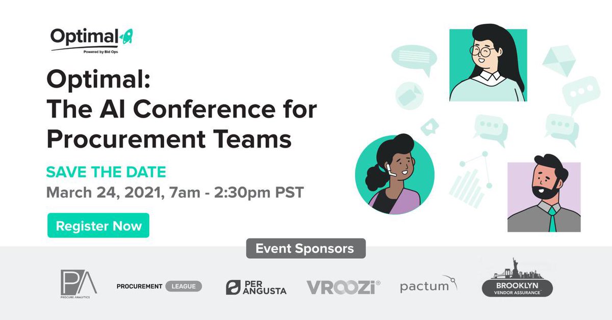 procurementlea's tweet photo. We are proud to announce that we would be sponsoring The AI Conference for Procurement Team with BID OPS. 

Get a chance to understand the future of Procurement. 

Register here for FREE : https://t.co/9NV1T6nlHc 

#optimal #bidops #procurement #supplychain #procurementleague https://t.co/nv65zAsjwJ