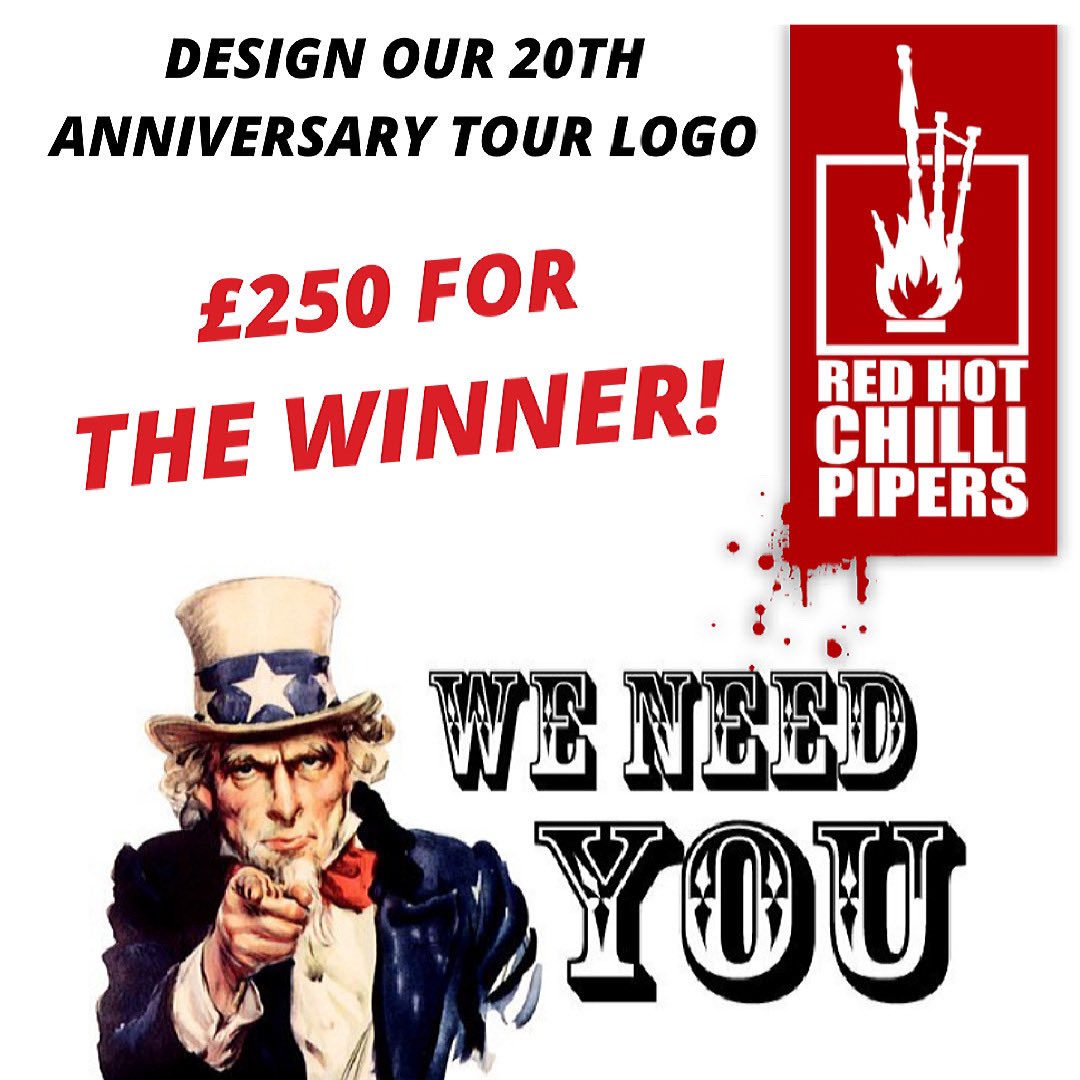 🔥🔥 WE NEED YOU 🔥🔥

With our 20th anniversary coming up we want to give one of our incredible fans the opportunity to design a logo for our #WorldTour poster and limited edition merchandise! Do you think you have what it takes? Send your designs to - Kevin@rhcp.scot 😝😍