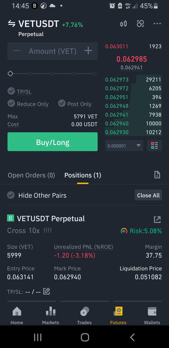 Bj82507146's tweet photo. My first small futures trade #BinanceFutures https://t.co/Qrqr35aFBV